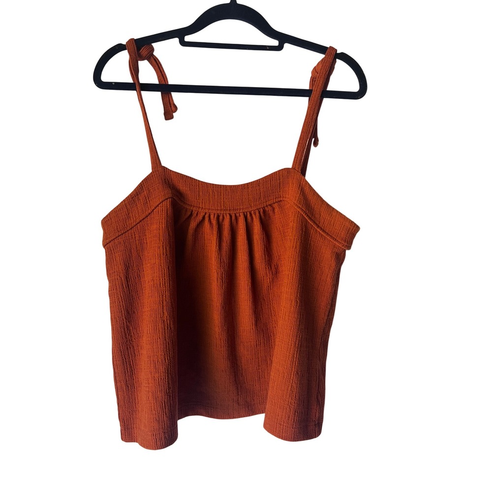 Madewell Rust Orange Tie Strap Textured Camisole Top AN487 Small